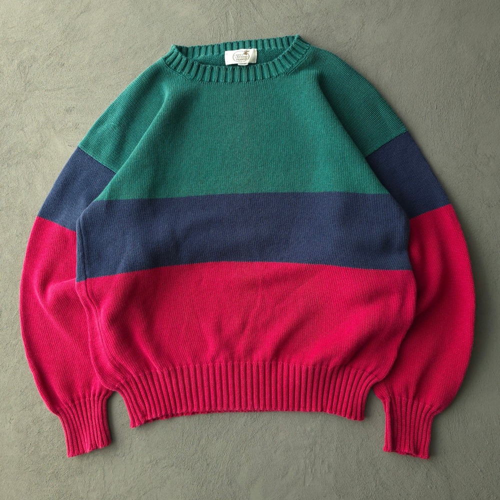 Vintage 90s Cross Country Traders Multi Color Sweater Medium Cotton USA
